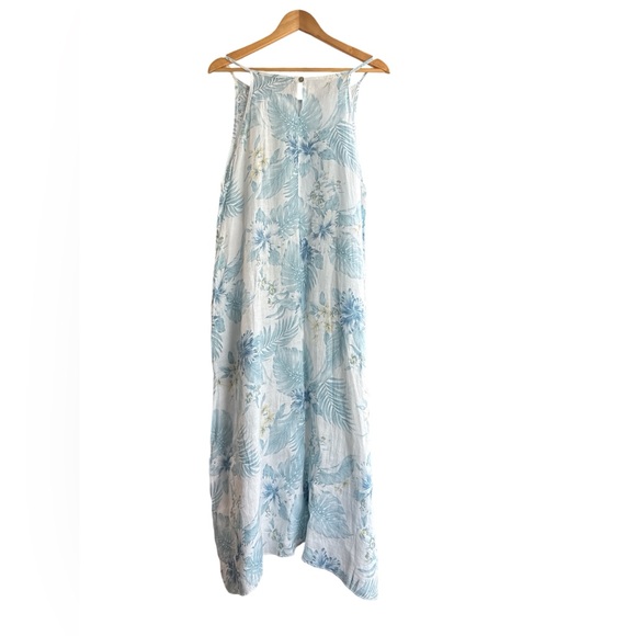 NWOT Lungo L’arno Linen Floral Blue Maxi Dress - Picture 2 of 7